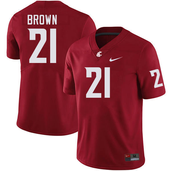 Men #21 Keith Brown Washington State Cougars College Football Jerseys Stitched-Crimson